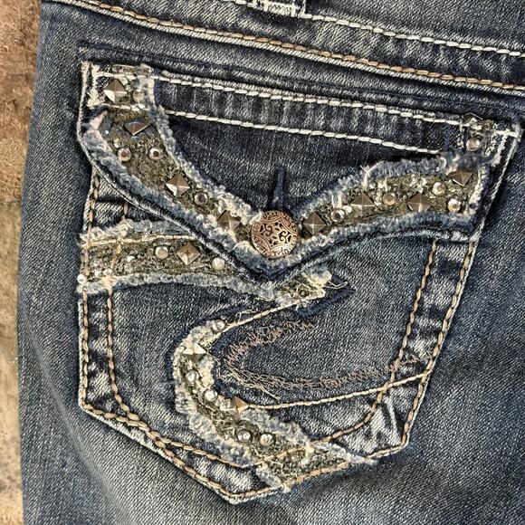 Silver Jeans Suki Bootcut Bling Flap Pockets Y2K Rhinestone Embellished 30/31 - Picture 3 of 16